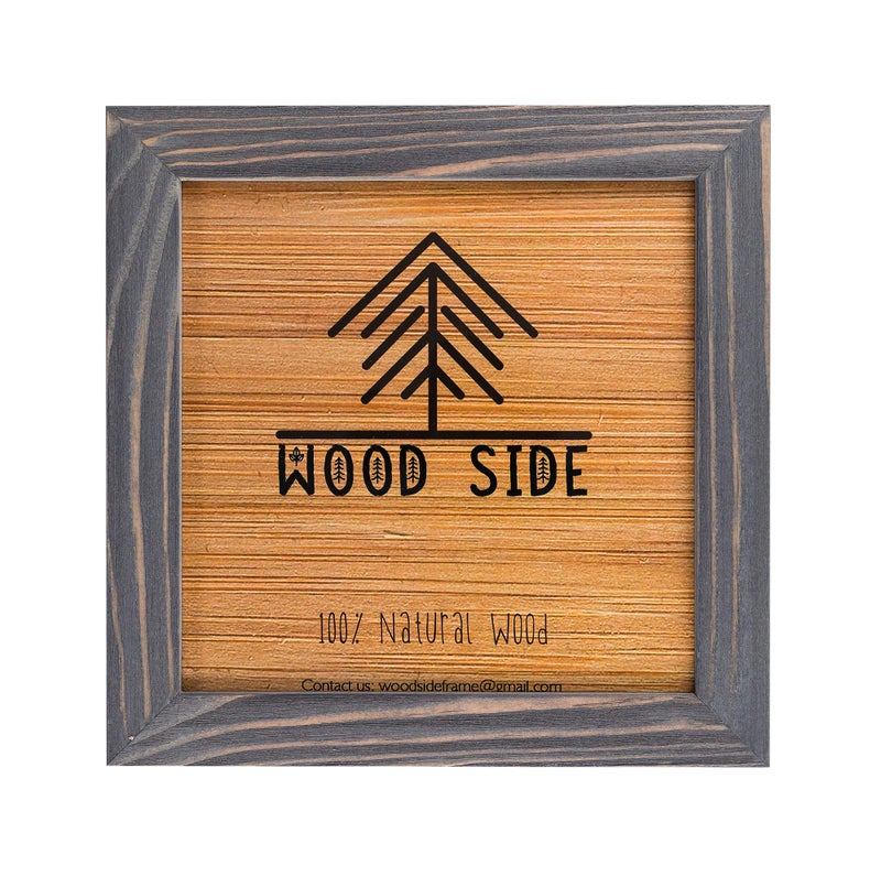 Woodside Rustic Wooden Square Pucture Frames 8x8 - Set of 2-100% Natural Eco Washed Wood with Real Glass for Wall Mounting and Tabletop Photo Frame - Grey - Image 2